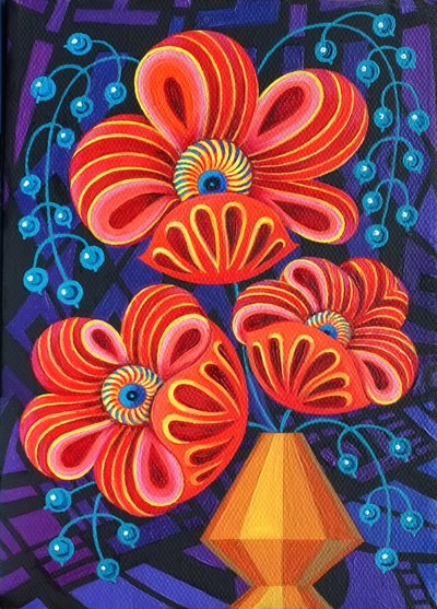 Rote Blüten mit Beeren, 2016 von Jane Tattersfield