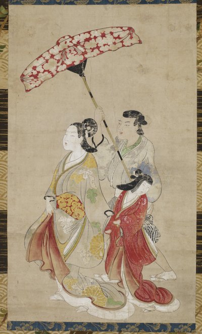 Prostituierte mit Begleitern auf Parade, ca. 1695 von Japanese School