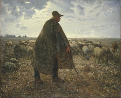 Hirte, der seine Herde hütet von Jean Francois Millet