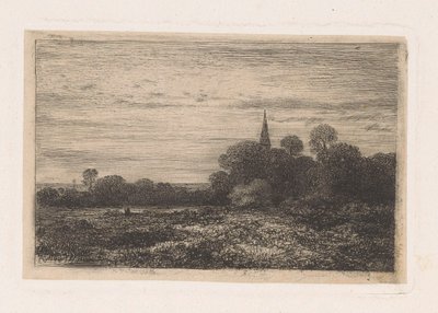 Landschaft mit Kirchturm von Jean Alexis Achard