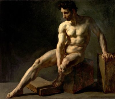 Sitzender männlicher Akt von Jean Baptiste Edouard Detaille