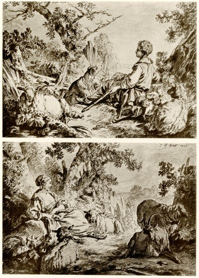 Hirte und Hirtin von Jean Baptiste Huet