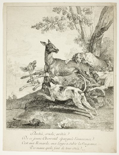 Hirsch von Hunden angegriffen von Jean Baptiste Oudry