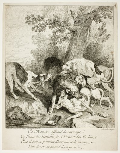 Der Wolf in der Enge von Jean Baptiste Oudry