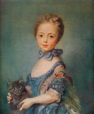 Ein Mädchen mit Kätzchen, ca. 1743 von Jean Baptiste Perronneau