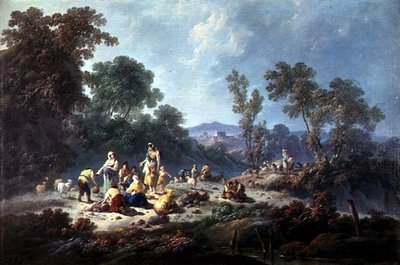 Eine bewaldete Landschaft von Jean Baptiste Pillement