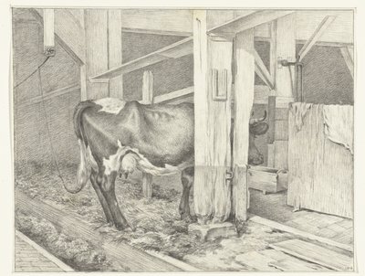 Stehende Kuh in einem Stall, nach rechts von Jean Bernard