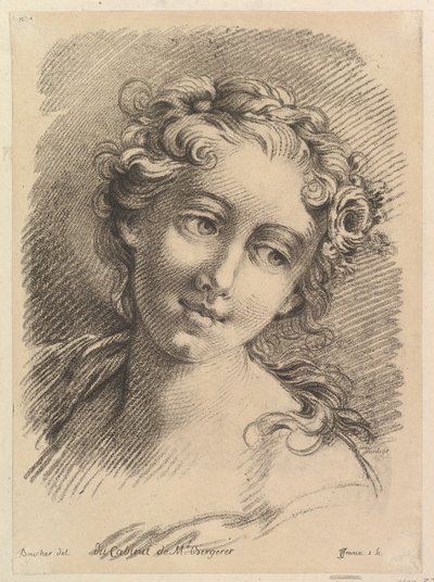 Kopf einer Frau, 1748-69 von Jean Charles François