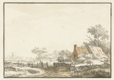 Landschaft mit Bauernhof von Jean François Delcourt