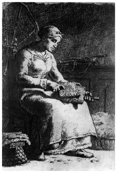 Der Wollkämmer, ca. 1835-1875 von Jean Francois Millet