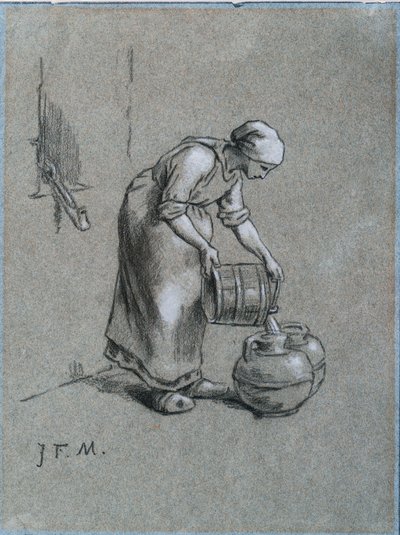 Frau an einem Brunnen von Jean Francois Millet