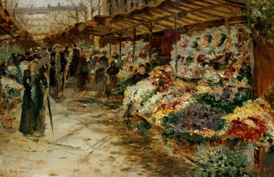 Blumenmarkt, 1882 von Jean Francois Raffaelli