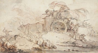 Der festgefahrene Wagen, 1759 von Jean Honore Fragonard