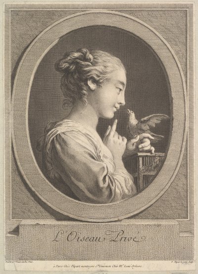 Der gezähmte Vogel, ca. 1769 von Jean Jacques Flipart