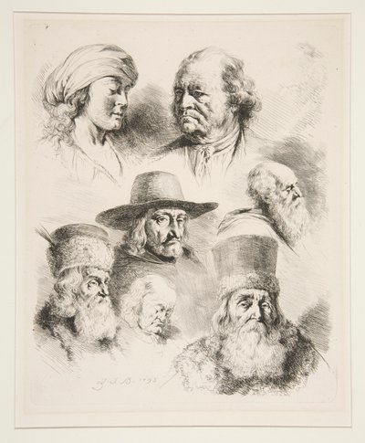 Sieben Porträtköpfe von Jean Jacques de Boissieu