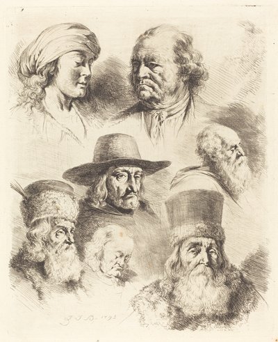 Sieben Studien von Köpfen von Jean Jacques de Boissieu