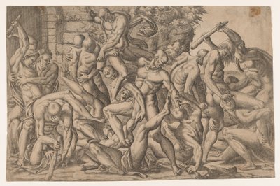 Kampf nackter Männer, 1535-55 von Jean Mignon