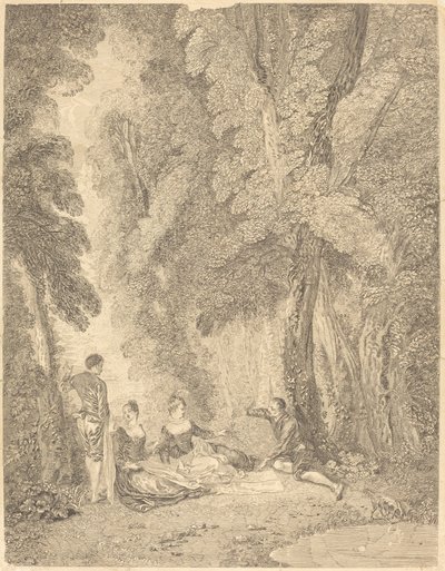 Die Zwischenmahlzeit von Jean Moyreau after Antoine Watteau