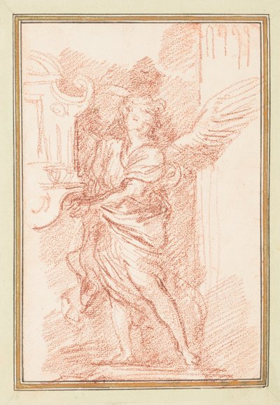 Geflügelte Figur zwischen Fenster und Säule von Jean Robert Ango