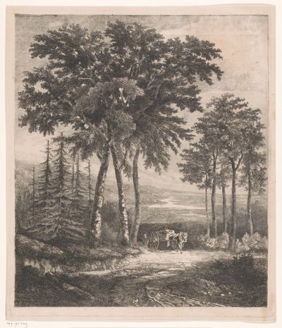 Landschaft mit Pferdewagen von Jean Théodore Joseph Linnig