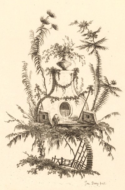 Chinesischer Brunnen mit Vase von Jeanne Deny
