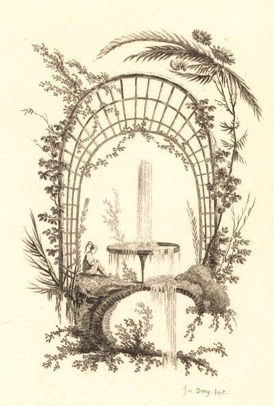 Brunnen unter Pergola von Jeanne Deny