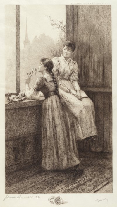 Ohne Titel (Zwei Mädchen am Fenster) von Jennie Augusta Brownscombe