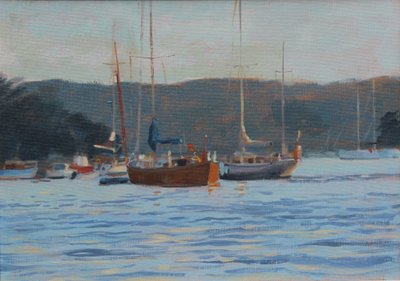 Abendliche Yachten in Salcombe, 2016 von Jennifer Wright