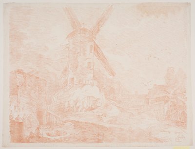 Italienische Landschaft mit Windmühle von Jens Petersen Lund