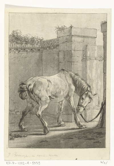 Ein Pferd an einen Pfahl gebunden von Joannes Bemme