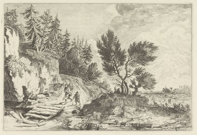 Zwei Wanderer bei einer Brücke von Joannes Bemme