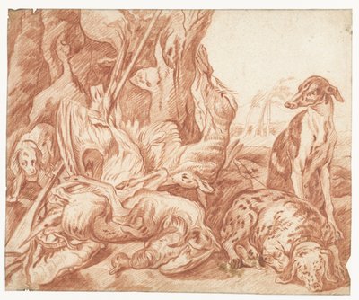 Stillleben mit Jagdbeute und Jagdhunden von Joannes Fijt (possibly)