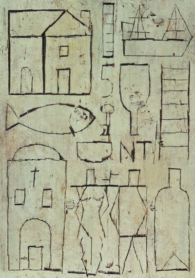 Grafik mit zwei Figuren von Joaquin Torres Garcia