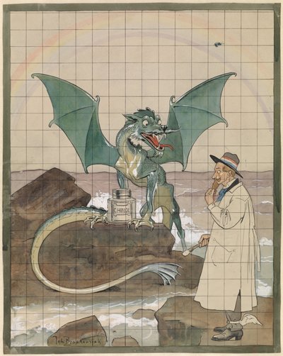 Künstler mit Drache bei einem Topf Chinol von Johan Braakensiek