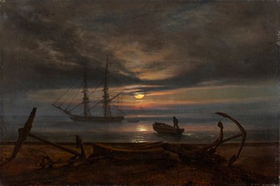 Dänische Küste bei Mondschein von Johan Christian Dahl