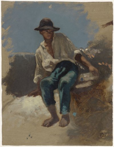 Sitzender junger Mann mit Filzhut von Johan Daniël Koelman