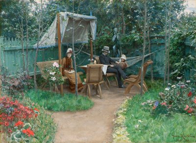 Blick auf einen Garten, Linköping von Johan Fredrik Krouthen
