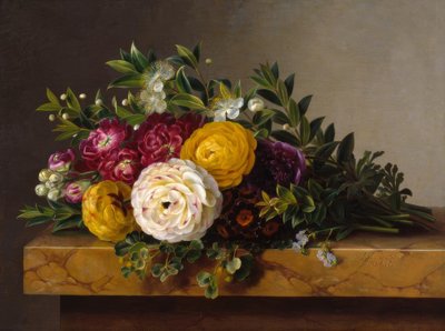 Blumenbouquet auf Marmorplatte von Johan Laurentz Jensen