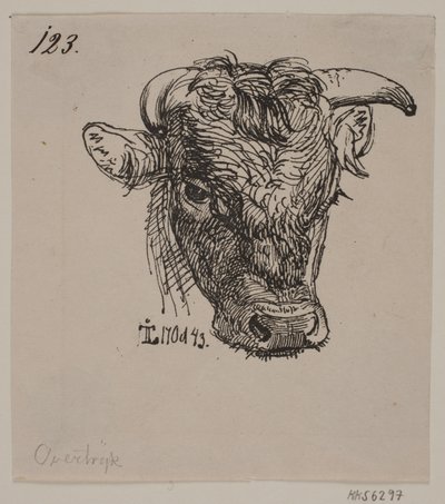 Kopf eines jungen Stiers von Johan Thomas Lundbye
