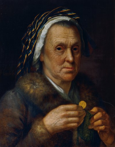 Alte Frau mit einem Dukaten von Johann Baptist Höchle