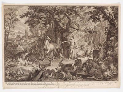Adam benennt die Tiere von Johann Elias Ridinger