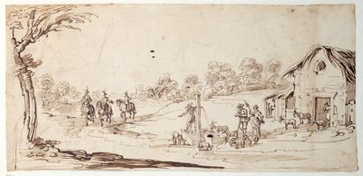 Ländliche Szene (Feder & Tinte auf Papier) von Johann Wilhelm Baur