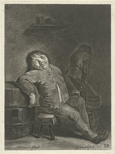Gasthausinterieur mit zwei Bauern von Johannes Gronsveld