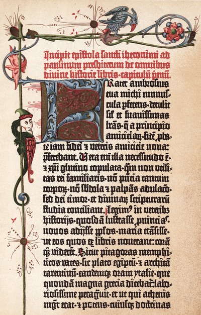 Seite aus Gutenbergs Bibel, ca. 1455 von Johannes Gutenberg