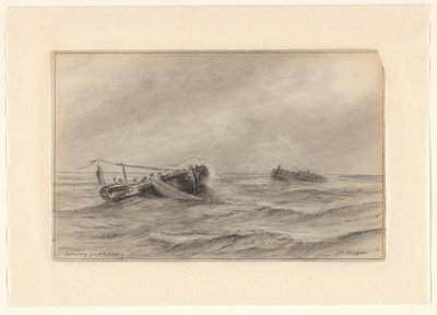 Fischereischiffe auf See von Johannes Huygens (signed by artist)