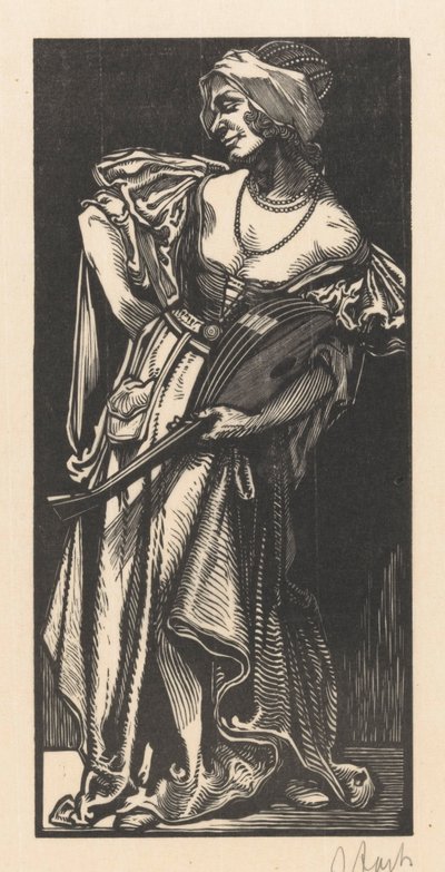 Frau mit Laute von Johannes Josephus Aarts (signed by artist)