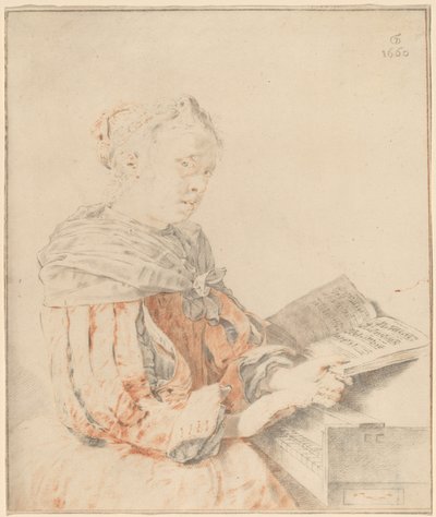 Junges Mädchen am Keyboard, 1767 von Johannes Kornlein