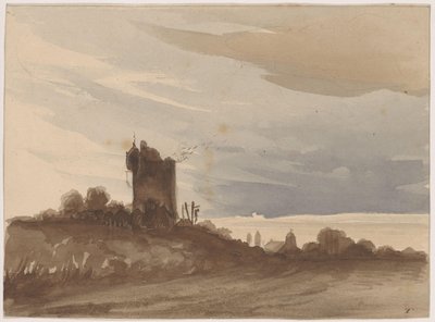 Landschaft mit verfallenem Turm von Johannes Tavenraat