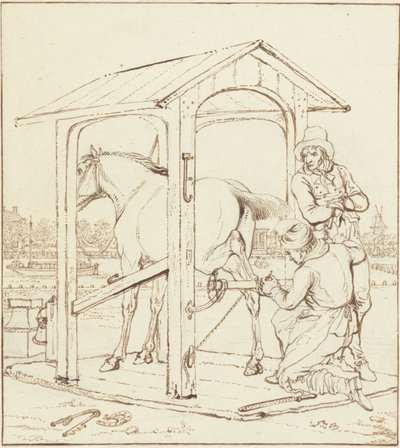 Das Beschlagen eines Pferdes von Johannes Vinkeles