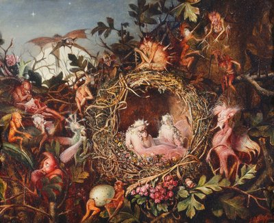 Feen in einem Vogelnest, ca. 1860 von John Anster Fitzgerald